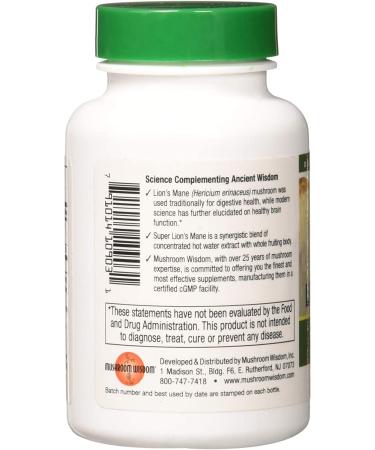 Buy Mushroom Wisdom Lion's Mane Super Extract - 120 Count for Brain Health - Buy Online on GoSupps.com
