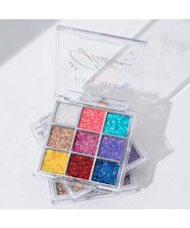 SOMGKINE Eyeshadow Glitter Eyeshadow 9 Color Palette Shiny Eyeshadow Pearlescent Makeup Highly Pigmented Shine Matte Glitter Makeup Palette Longlasting Waterproof 02 - Buy Online on GoSupps.com