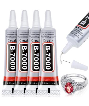 B-7000 Glue Clear for Rhinestone Crafts, Jewelry and Bead Adhesive B7000 Semi Fluid High Viscosity Glues for Clothes Shoes Fabric Cell Phones Screen Repair Metal Stone Nail Art Glass (4x15 ml/0.5 oz) 4x15 ML/ 0.5 oz - Buy Online on GoSupps.com