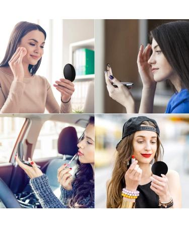 YUSONG Makeup Mirror - Compact Portable Folding Double-Sided Round Mirror with Light, USB Rechargeable for Women (Black) - Buy Online on GoSupps.com