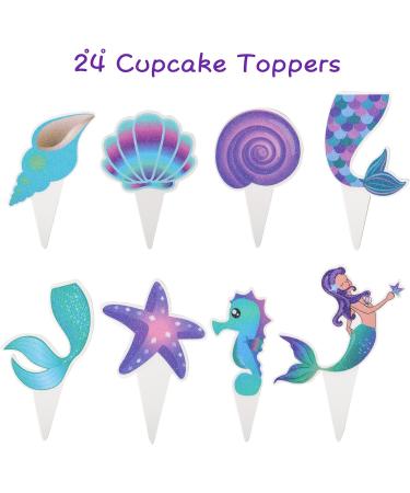 Mermaid Party Decoration Mermaid Cupcake Toppers Wrappers for Under the Sea Party supplies - Buy Online on GoSupps.com