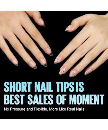 Tomicca Gel Nail Tips - 150 Pcs Almond Short Soft Gel Full Cover Set with Glue | Professional Salon Quality 15 Sizes - Buy Online on GoSupps.com