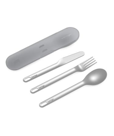Bentgo Stainless Travel Utensil Set - Reusable 3-Piece Silverware Set with Carrying Case, High-Grade Premium Steel, BPA-Free Case, Eco-Friendly - Ideal for Travel, Camping, and Office Use (Gray)