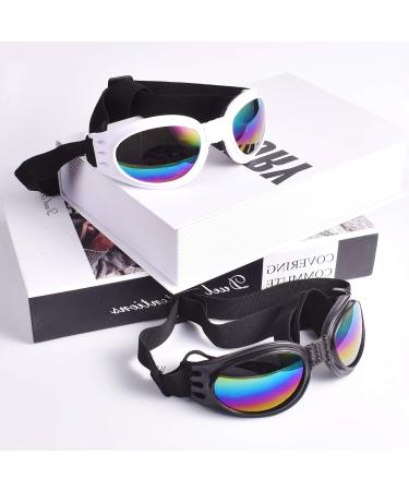 2 Pcs Dog Goggles Dog Sunglasses Dog Goggles Eye Protection Windproof Dog Glasses Anti-Fog Uv Protection Sun Glasses for Cat & Small Dogs (Black and White) - Buy Online on GoSupps.com