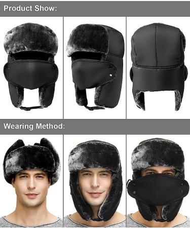 Men's and Women's Windproof Trapper Hat with Ear Flaps - Black - Buy Online on GoSupps.com