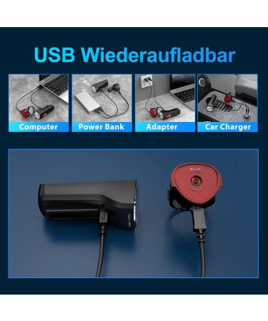LED Bicycle Light Set - USB Rechargeable Front & Rear Lights IPX5 Waterproof STVZO Approved Black - Buy Online on GoSupps.com