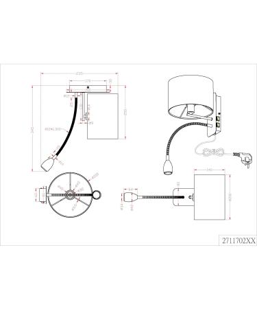 Buy Modern Nickel Matte Wall Lamp with Adjustable Reading Arm - Black Fabric Shade | 1x E14 Max 40W | 20 cm Ideal International Shipping - Buy Online on GoSupps.com