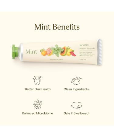 Revitin Toothpaste | Fluoride-Free Prebiotic Mint Tooth Gel | No SLS Gluten Free Dye Free GMO Free No Sweeteners | Non-Toxic Kid Approved Mint 3.4 Ounce (Pack of 1) - Buy Online on GoSupps.com