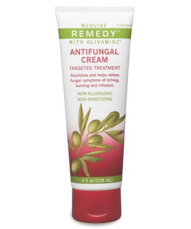 Medline Remedy Olivamine Antifungal Cream for Fungal Infection Like Athlete's Foots and Ringworm Relieves Itching Burning and Irritation White 4 oz. (12 Count)