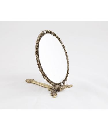 Double Sided Butterfly Design Makeup Mirror with Folding Handle - Medium Brass - Buy Online on GoSupps.com