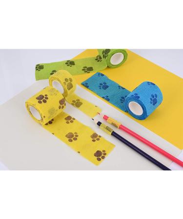 3 Rolls Pet Vet Wrap Self Adhesive Pet Elastic Bandage Vet Wrap Tape for Wrist Ankle Sprains & Swelling 3 Colors with Dog Paw Pattern - Buy Online on GoSupps.com