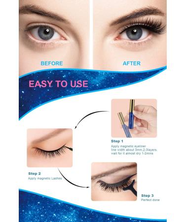 Magnetic False Eyelashes Natural Looking Magnetic Eyelashes Ultra Light and Easy to Use Waterproof False Eyelashes - No Glue Required 7 Pairs  - Buy Online on GoSupps.com