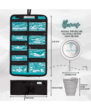 Water-Resistant Roll-Up Travel Pill Organizer | 11 Pockets Erasable Labels & Collapsible Cup - Ideal for Meds Accessories First Aid & Jewelry - Buy Online on GoSupps.com