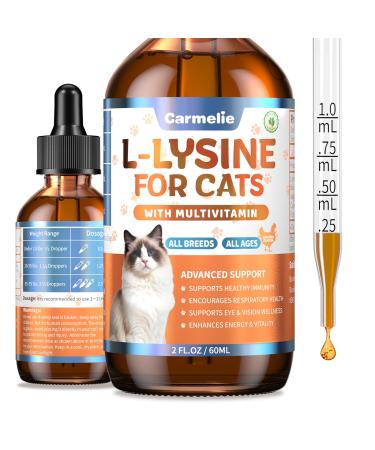 L-Lysine Supplement for Cats - Immune & Respiratory Support for Feline Health - Promotes Eye Function, Reduces Sneezing & Runny Nose - Natural Defense Boost - Roast Chicken Flavor, 60ML