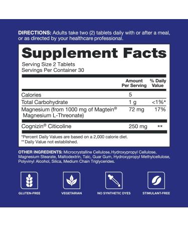 Qunol Brain Health Focus Plus Magnesium L-Threonate & Citicoline Clinically Tested Ingredients to Improve Focus Attention and Productivity 60 Count (Pack of 1) - Buy Online on GoSupps.com