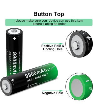 18650 Rechargeable Batteries 9900mAh - 8 Pack Li-ion Button Top for Headlamp & Flashlight | International Shipping - Buy Online on GoSupps.com