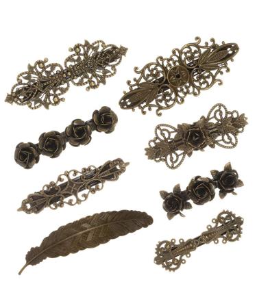Baring 8 Pcs Vintage Metal Hair Barrettes Vintage Bronze Hair Clips Retro French Barrette Women Hair Clips Retro for Women Girls Gift