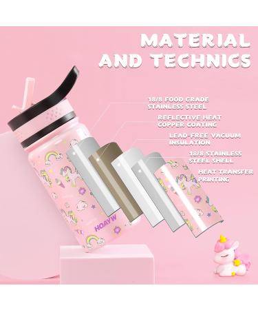 HQAYW Girls 14oz Stainless Steel Insulated Water Bottle - Leakproof BPA-Free Unicorn Tumbler for School and Sports - Buy Online on GoSupps.com