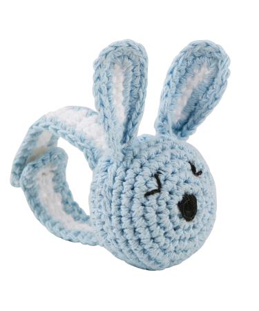 Stephan Baby Cotton Crocheted Rattle Wristlet, Blue Bunny