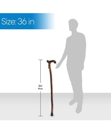 RMS 36-Inch Natural Wood Walking Stick - Handcrafted Offset Cane with Smooth Derby Handle - Buy Online on GoSupps.com