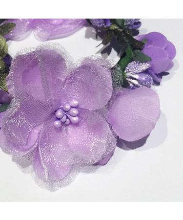Flower Crown Headband and Wristbands Set - Wedding Bridal Hair Accessories - Handmade Floral Garland and Bracelet - Purple Tone - 3 Pack - Buy Online on GoSupps.com