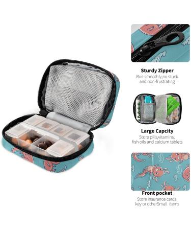 Shop Pfrewn 7-Day Happy Axolotls Pill Organizer Case - Portable Travel Pill Box for Vitamins & Supplements - Buy Online on GoSupps.com