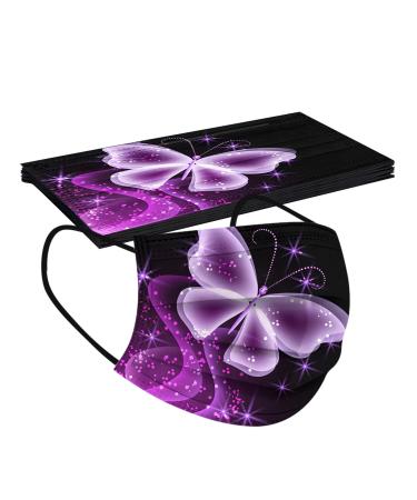Zhinian 10 pieces of adult mouth protection disposable butterfly printed breathable towels 3-layer neckerchief mouth and nose protection dust-tight multifunction cloth Bandana for men women c5