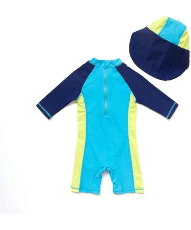 Baby Boys Sunsuit UPF 50+ Swimwear Set with Sun Hat, Blue 6-9 Months - Buy Online on GoSupps.com