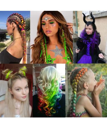 Buy 12 PCs Blue-Green Synthetic Hair Extensions - Colorful Clip-In Party Highlights for Women | 55cm Smooth & Easy to Use - Buy Online on GoSupps.com