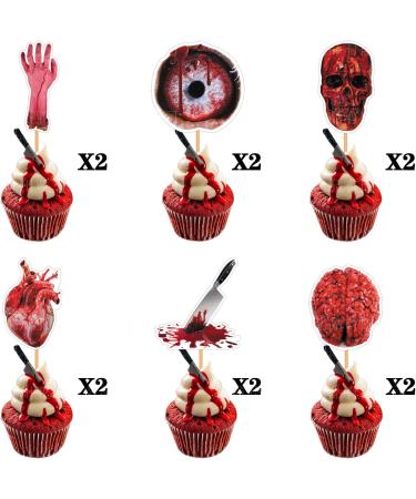 Ulfanit Halloween Cup Cake Toppers - 12pcs Scary Cupcake Topper Cake Decorations Food Appetizer Picks Holiday Celebration Halloween Party Supplies - Buy Online on GoSupps.com