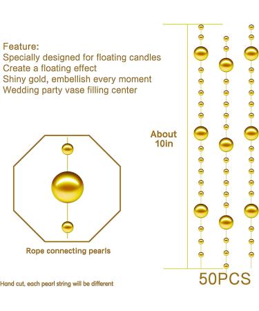 50 Pcs Gold Faux Pearl String for Wedding Centerpieces | Vase Filler for Floating Candles and Parties - Buy Online on GoSupps.com