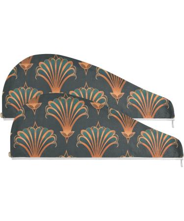 Vintage Elegant Art Hair Towel 2 Pack | Super Absorbent Quick Dry Hair Turbans for Women & Girls - Buy Online on GoSupps.com
