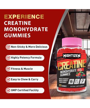 Creatine Monohydrate Gummies 5000mg - Vegan Pre-Workout Energy Supplements with Taurine & B12 | Max Strength & Endurance (180 Berry Gummies - Buy Online on GoSupps.com