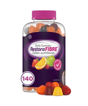 RestoraFIBRE Daily Prebiotic Fibre Gummies - Fibre Supplements For Men And Women Naturally Sourced Inulin Promotes Regularity And supports Healthy Digestive system Gentle Constipation Relief For Adults 140 Count