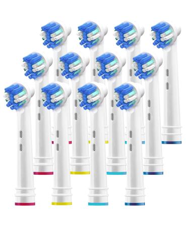 Replacement Brush Heads for Oral B- Professional Flossing Toothbrushes Compatible with Oralb Braun Electric Toothbrush- Pack of 12 - Fits The Oral-B 7000, Pro 1000, Action, & More 4 Count (Pack of 3)