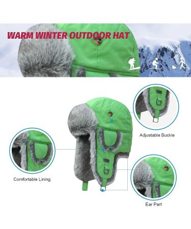 Winter Trapper Hat with Faux Fur Aviator Design | Green | Unisex | Large-X-Large - Buy Online on GoSupps.com
