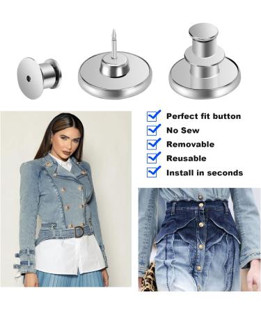 Adjustable Reusable Jean Buttons Set | Metal Pants Button Replacement - 12 Sets | No Sew, No Tools Required | Instantly Tighten Loose Jeans - Buy Online on GoSupps.com