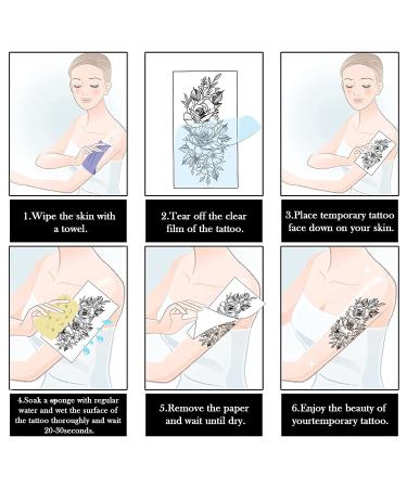 Realistic Black Rose Temporary Tattoos - 12 Waterproof Sheets for Women & Teens - Buy Online on GoSupps.com
