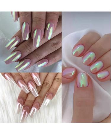 12 Colors White Pearl Chrome Nail Powder - Metallic Mirror Glitter for Stunning Nail Art | Aurora Shimmer Pigment Set - Buy Online on GoSupps.com