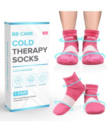 BB CARE Cold Therapy Socks - Reusable Cooling Socks for Hot Feet - Ice Socks for Feet - Ice Bath Socks for Plantar Fasciitis  Arthritis  Postpartum Foot  Sprains & Swelling - Pink 9.8 inch Medium Pink (Medium  9.8 Inches...