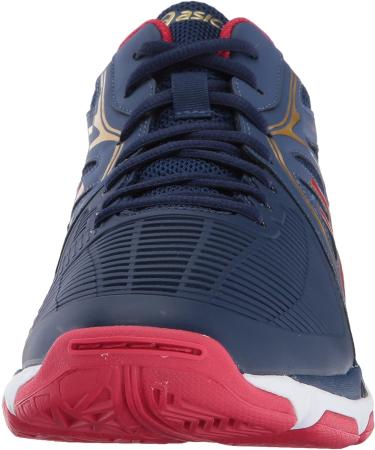 ASICS Men's Gel-Netburner Ballistic Mid Top Volleyball Shoes - Indigo Blue/Prime Red/Rich Gold - Size 6.5 - Buy Online on GoSupps.com