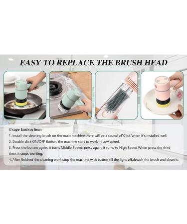 Fovolat Electric Dish Brush Electric Handheld Kitchen Cleaning Brush | Automatic Shoe Brush Rechargeable Pot Brush with 6 Replaceable Brush Heads for Kitchen Tub Sink Green - Buy Online on GoSupps.com