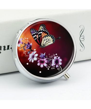 Travel Pill Box Organizer | 3 Compartment Floral & Butterfly Design | Portable Medicine Case for Handbag & Pocket - Buy Online on GoSupps.com