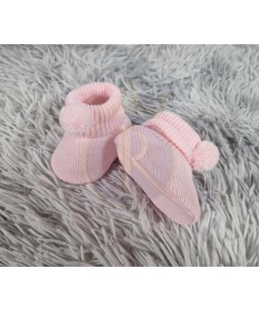 Royal Icon Newborn Baby Booties 0-3 Months - White Pink Pom Pom Booties | RI408 - Buy Online on GoSupps.com