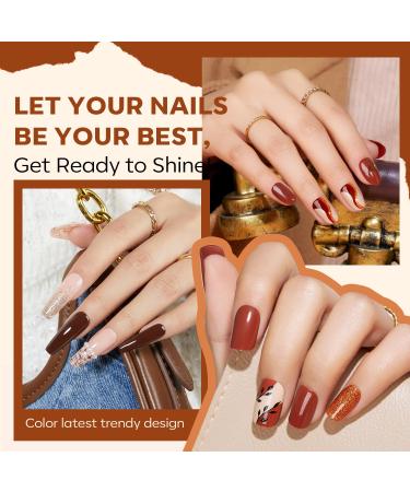 Modelones Gel Nail Polish Set - 6 PCS Neutral Nude & Brown Fall Colors 2024 | Gold Glitter Soak OFF Nail Gel Kit | Perfect Halloween Gift & DIY Manicure - Buy Online on GoSupps.com