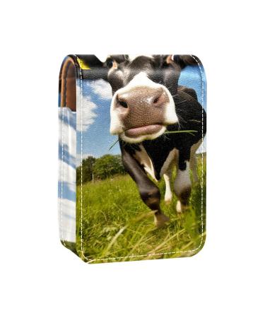 Travel Lipstick Organizer Case Lipstick Case Portable Makeup Bag With Mirror Cow Green Glass Sky N766o2tzvz