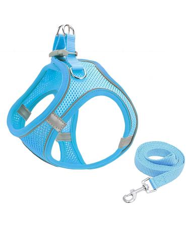 Giapinst dog harness Small dogs no pull dog harness adjustable pet safety dishes with breathable mesh and reflective stripes for medium-sized dogs (L blue) L (breast: 18.9-21.2 ")