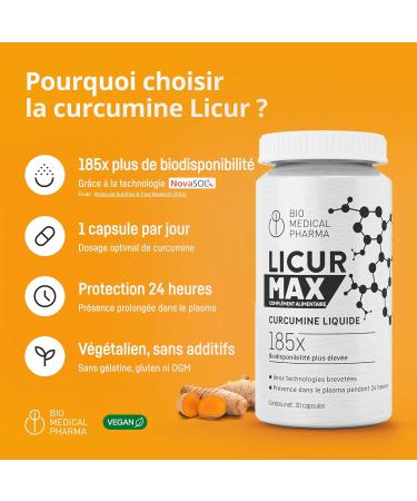 High Dosed Curcumin 185x Higher Bioavailability Mizellar Strong Curcumin 1 Daily Vegan Capsule Equivalent to 6 600 mg Turmeric Powder Licur Max 30 Monthly Pack - Buy Online on GoSupps.com