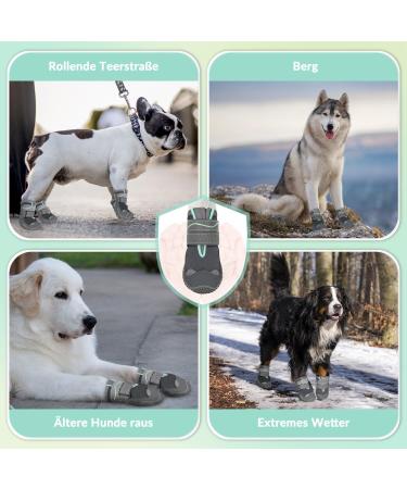 Slowton Waterproof Dog Shoes - Non-Slip Boots for Small/Medium Dogs - Reflective Velcro Fastener - Winter Paw Protection - Gray Size 2 (4 Pieces) - Buy Online on GoSupps.com