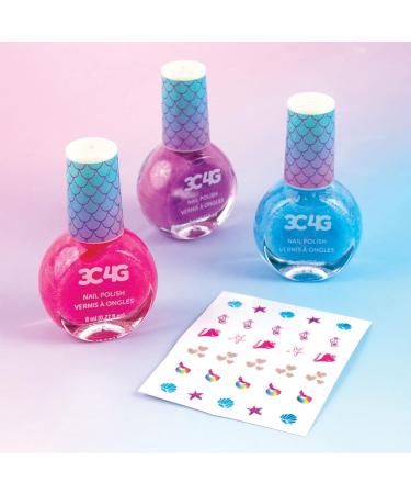 3C4G Mermaid Shimmer Nail Polish Trio - Hologram Set with Pink Blue & Purple Polish for Ages 8+ | Make It Real - International Shipping Available - Buy Online on GoSupps.com